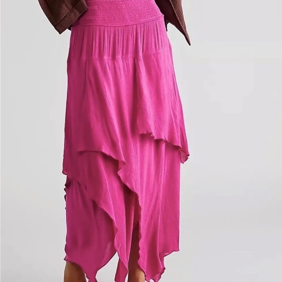 Free People Endless Summer Primo Perfect Set Maxi Skirt Top Smock Fusion Pink XL - Picture 3 of 3